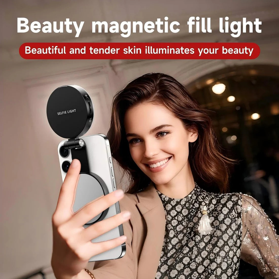 SnapGlow 3-in-1 – Magnetska Selfie Lampica sa Ogledalom