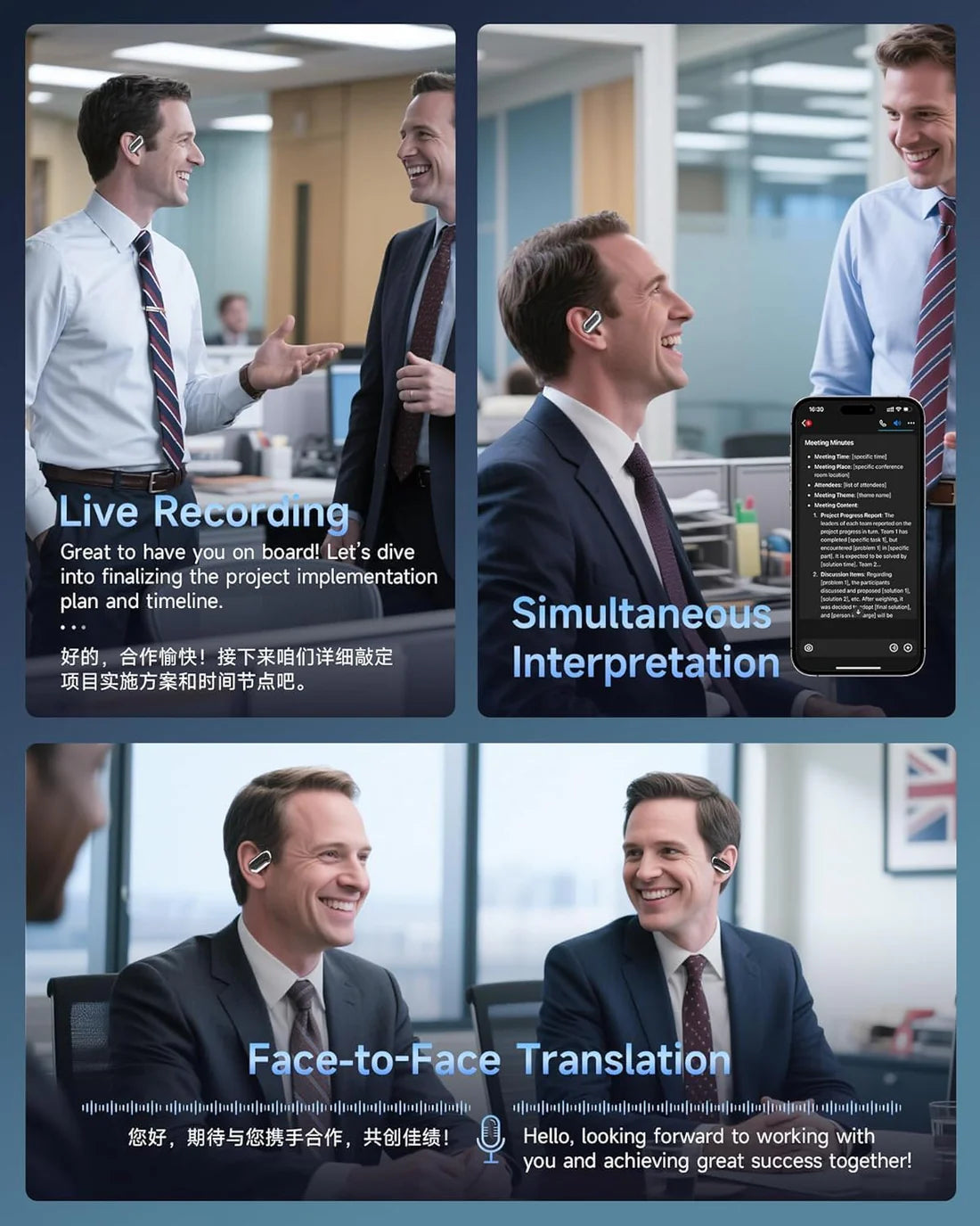 Prevodko AI slušalice sa automatskim prevodom / Bežične Slušalice za Trenutni Prevod