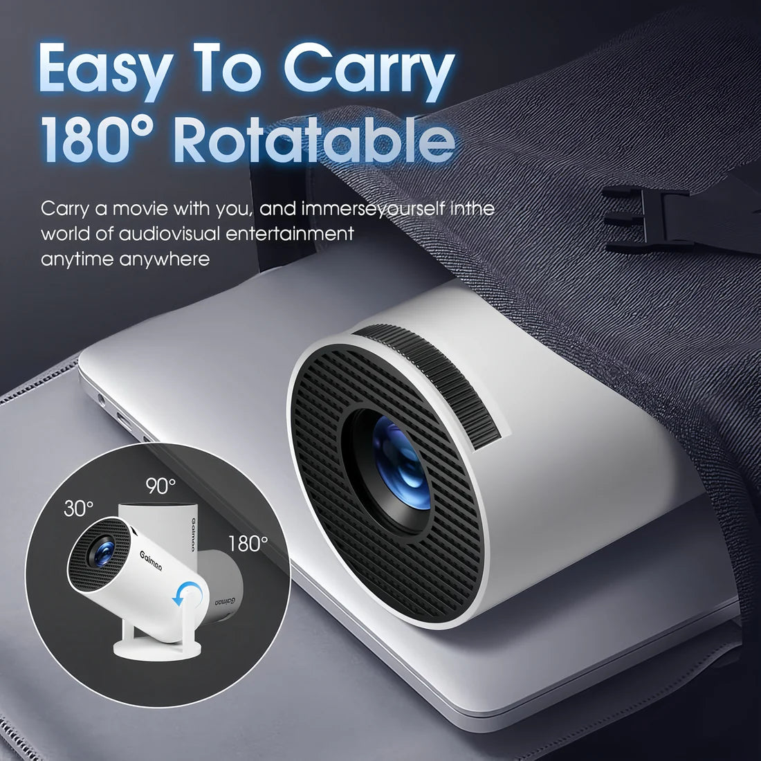 PocketBeam Smart 180° – Prenosivi Android Projektor sa WiFi 6, HDMI i Bluetooth 5.2