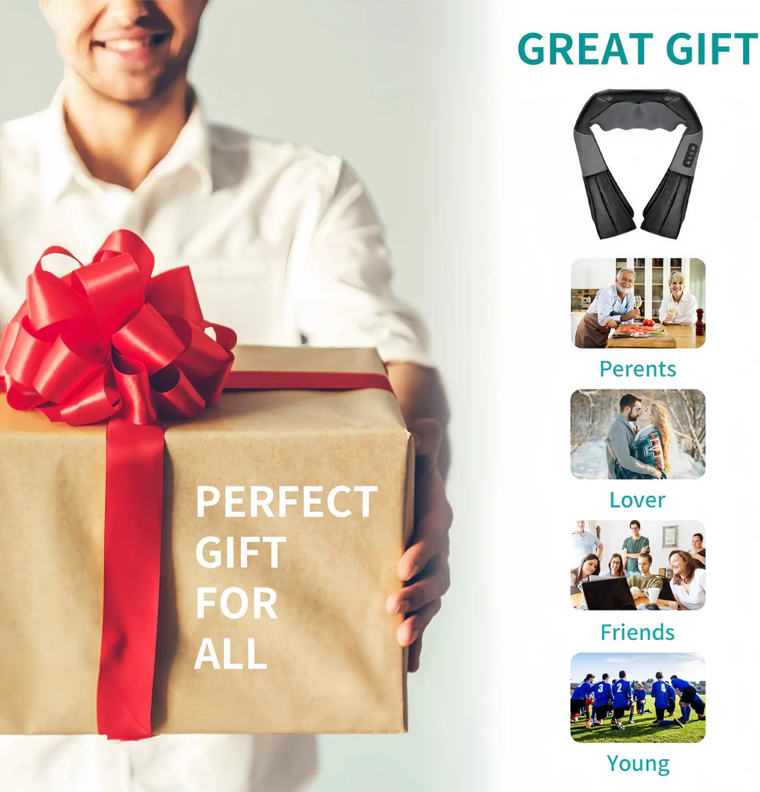 Relaxmate – Grejni masažer za vrat, ramena i leđa