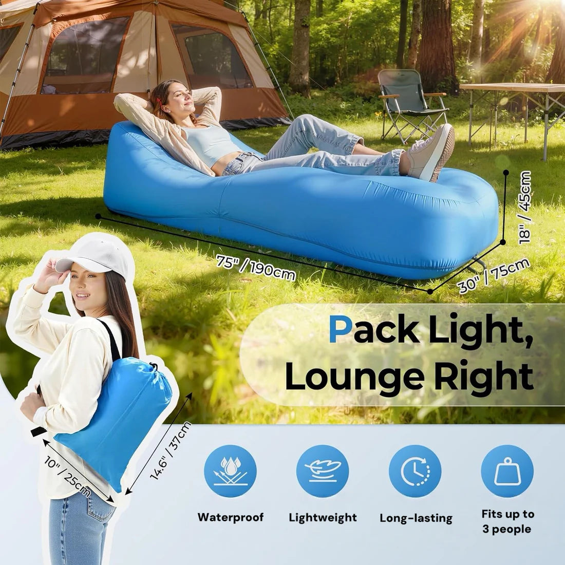 Air Lounger Pro – Brzo naduvavajuća ležaljka bez pumpe