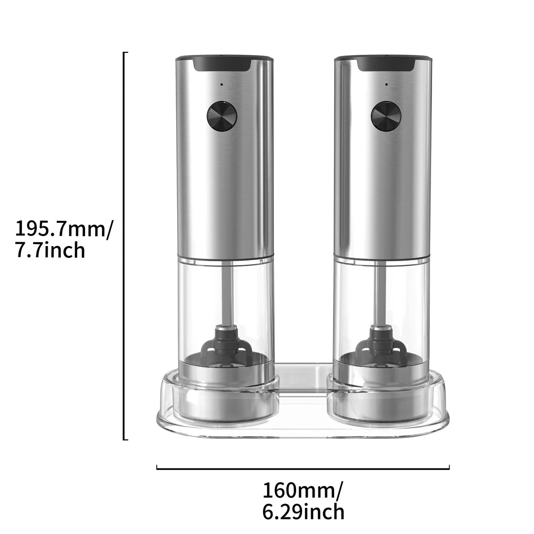SeasonMate Duo Inox Električni Mlin za So i Biber – Set sa Postoljem i LED Osvetljenjem