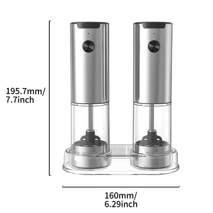 SeasonMate Duo Inox Električni Mlin za So i Biber – Set sa Postoljem i LED Osvetljenjem