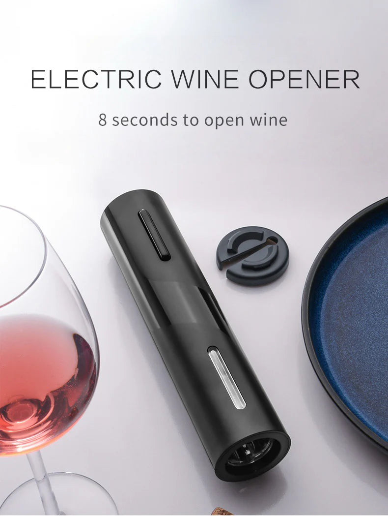 Komplet Otvarača za Vino i Pivo – Električni Čepomer sa Aeratorom i Vakum Zatvaračem + 2 Pritisna Otvarača za Flaše