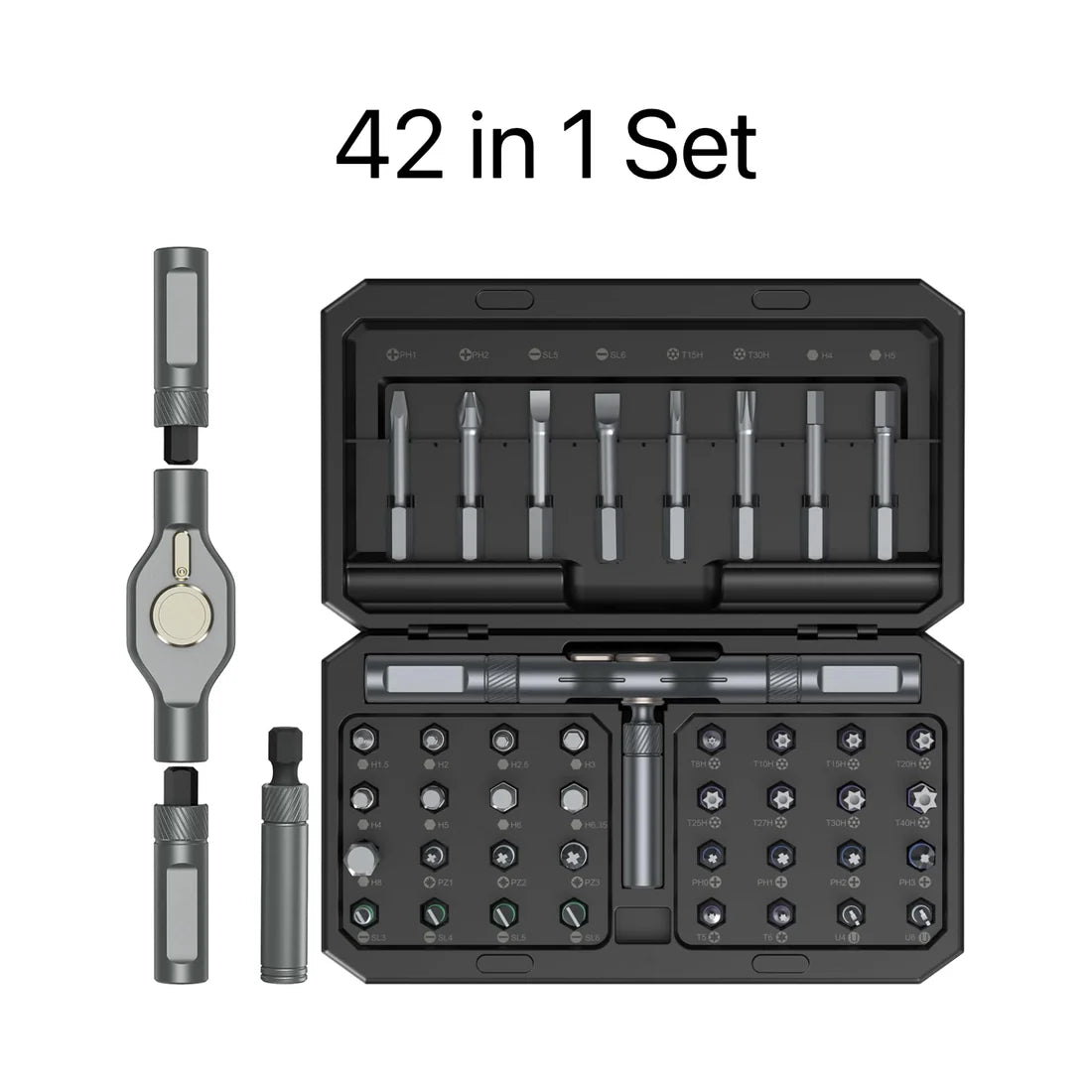 MagSnap Modularni Precizni Šrafciger Set sa Račnom – Magnetni Alat za Sitne Popravke