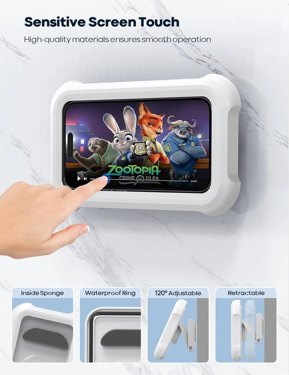 Vodootporni Držač Telefona za Tuširanje 480° – Zidna i Kadna Montaža