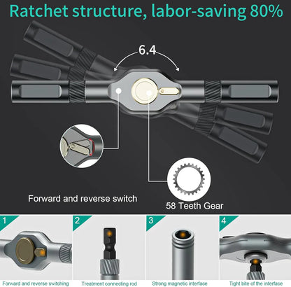 MagSnap Modularni Precizni Šrafciger Set sa Račnom – Magnetni Alat za Sitne Popravke