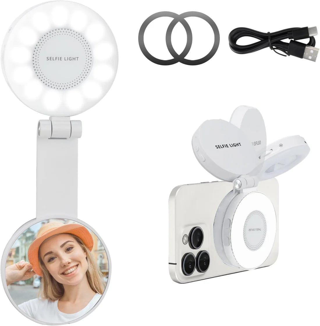 SnapGlow 3-in-1 – Magnetska Selfie Lampica sa Ogledalom