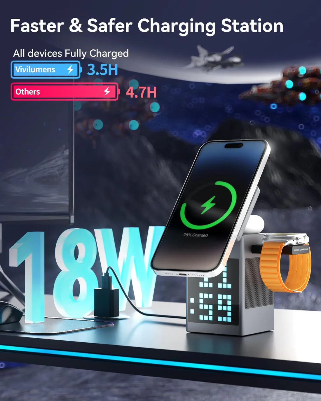 LumiDock 3-u-1 Bluetooth zvučnik i bežna stanica za punjenje