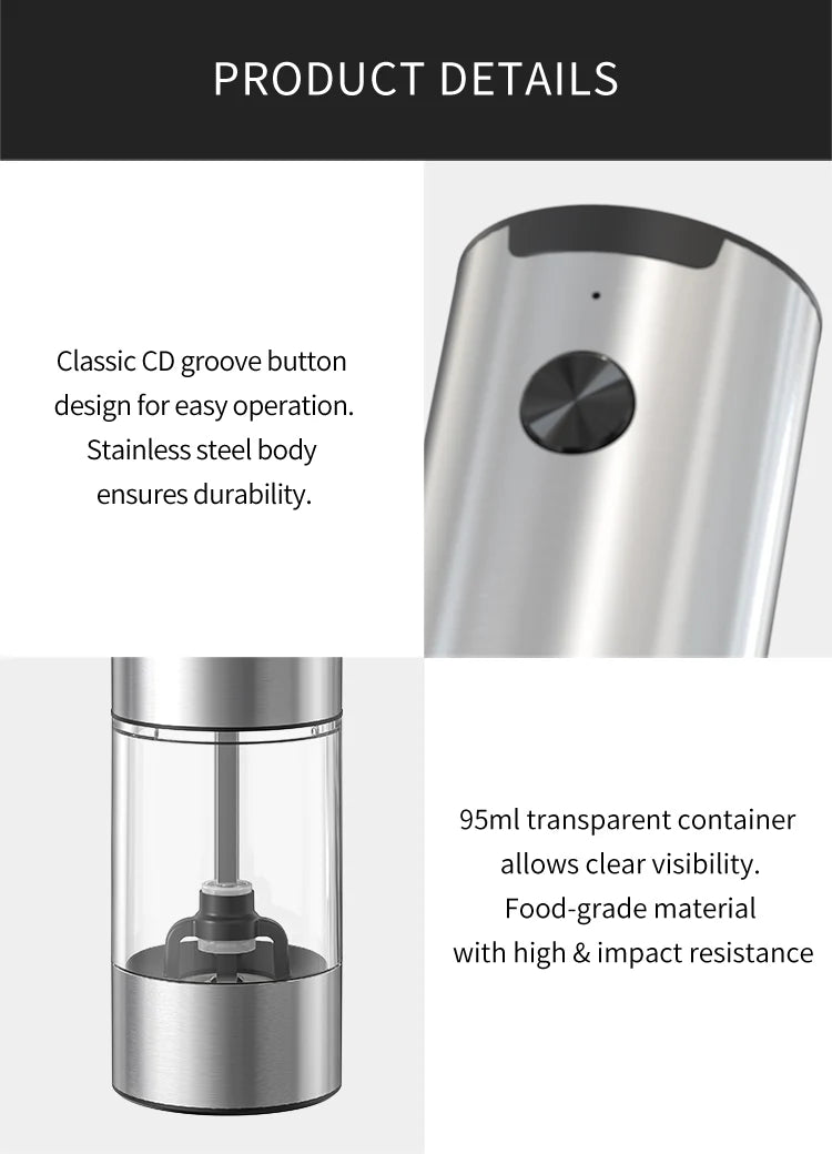 SeasonMate Duo Inox Električni Mlin za So i Biber – Set sa Postoljem i LED Osvetljenjem