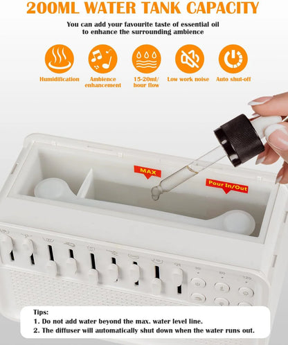 SleepEase Pro – Mašina za Beli Šum sa Mirisnom Maglom i Noćnim Svetlom