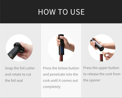 Komplet Otvarača za Vino i Pivo – Električni Čepomer sa Aeratorom i Vakum Zatvaračem + 2 Pritisna Otvarača za Flaše