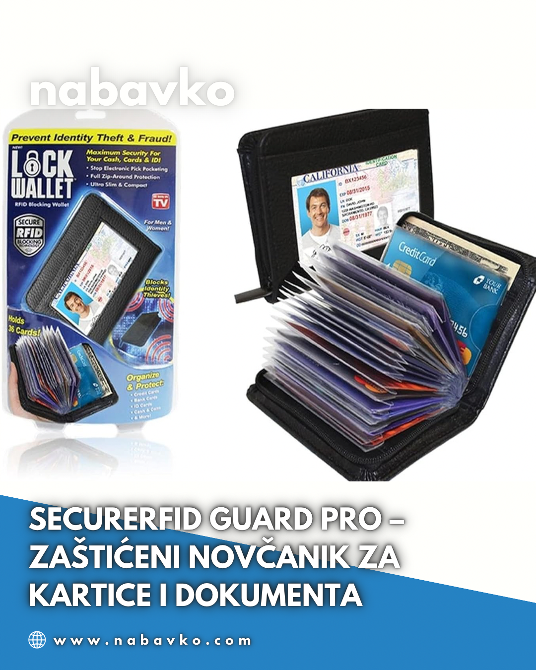 SecureRFID Guard Pro – Zaštićeni Novčanik za Kartice i Dokumenta