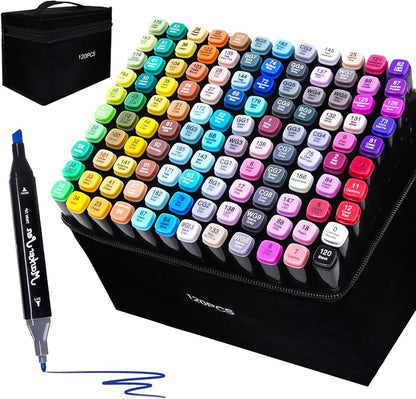 Dvostrani Flomasteri – Set od 60 Markera za Crtanje i Bojenje sa Torbicom