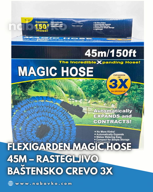 FlexiGarden Magic Hose 45m – Rastegljivo Baštensko Crevo 3X