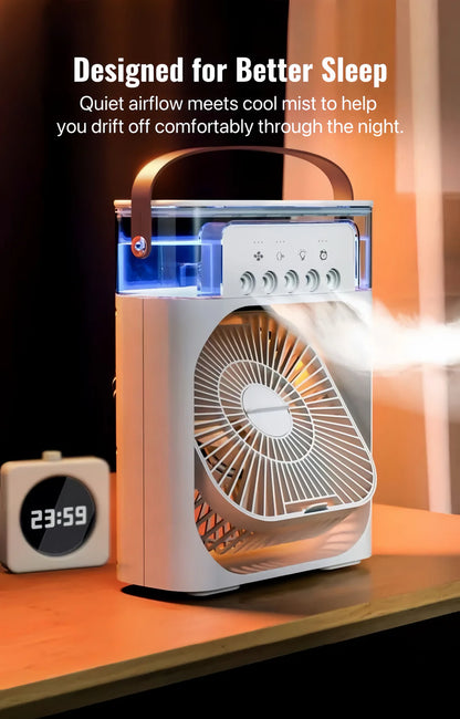 BreezeMist Pro – Lični Ventilator sa Hlađenjem, Maglom i Ambijentalnim Svetlom