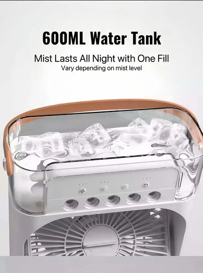 BreezeMist Pro – Lični Ventilator sa Hlađenjem, Maglom i Ambijentalnim Svetlom