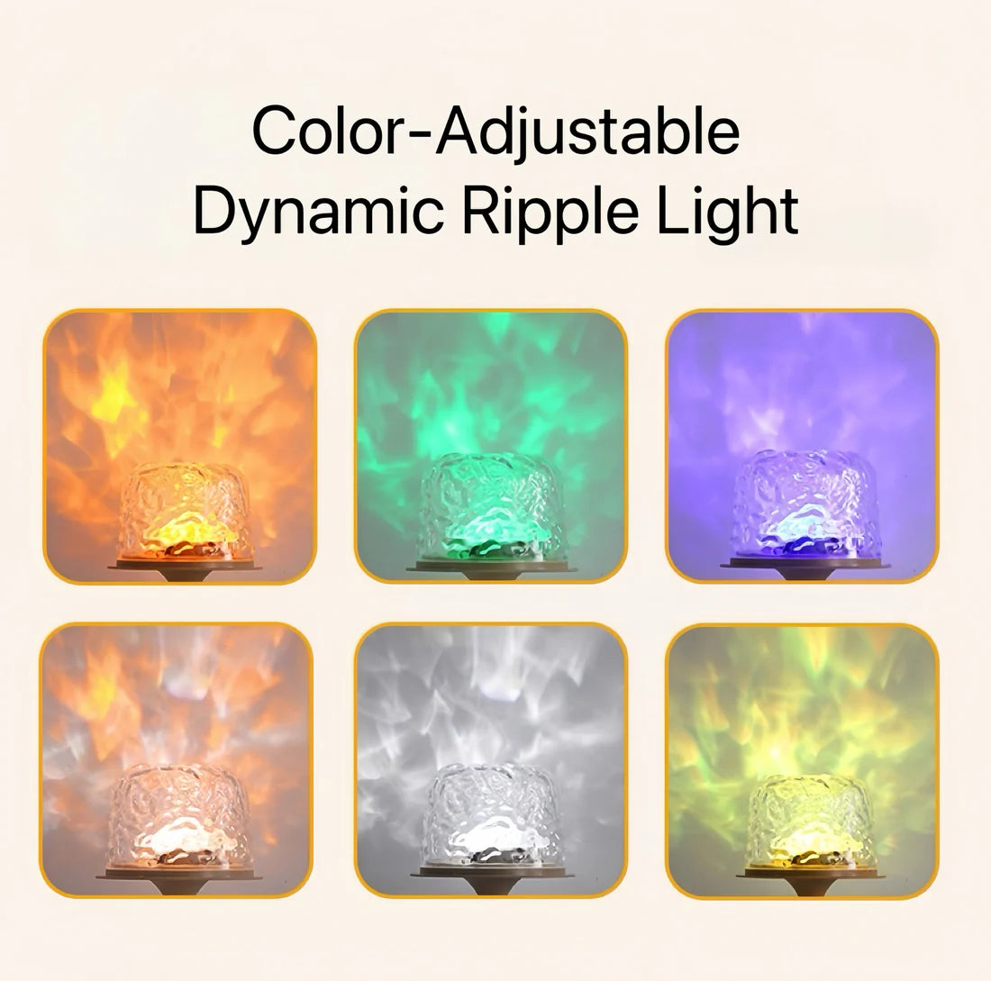 RippleBeam Duo – Ambijentalna Lampa sa Dvostrukim Svetlom i Efektom Talasa