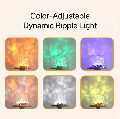 RippleBeam Duo – Ambijentalna Lampa sa Dvostrukim Svetlom i Efektom Talasa