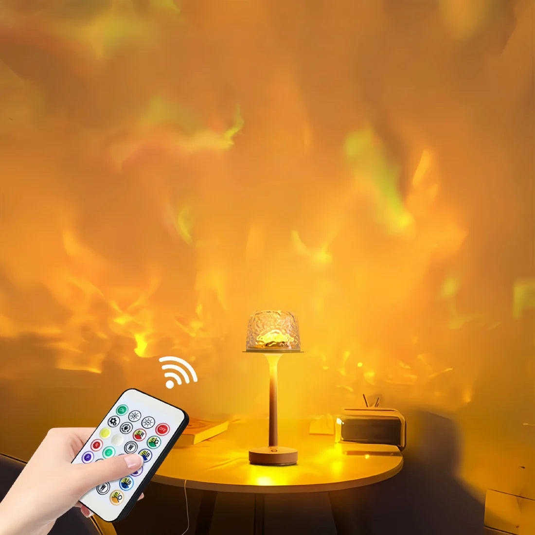 RippleBeam Duo – Ambijentalna Lampa sa Dvostrukim Svetlom i Efektom Talasa