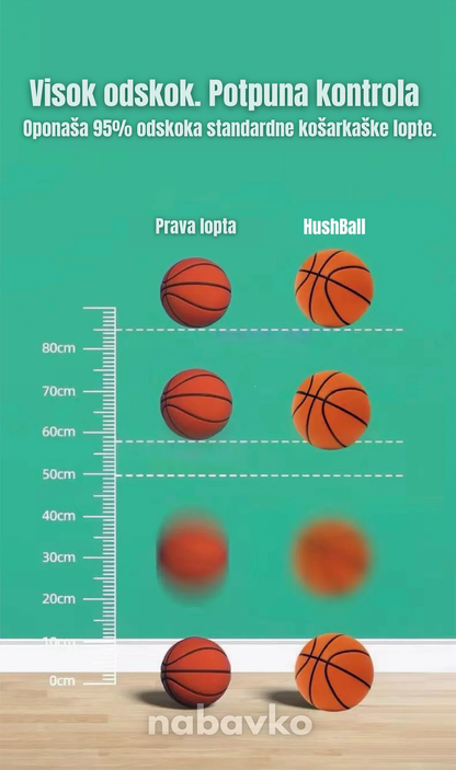 HushBall Silent Size 7 – Tiha Unutrašnja Košarkaška Lopta od PU Pena