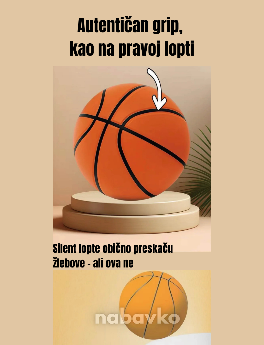 HushBall Silent Size 7 – Tiha Unutrašnja Košarkaška Lopta od PU Pena